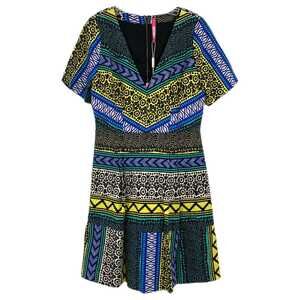 Plenty by Tracy Reese Blue Yellow Patterned Mini Dress | Size 12